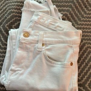 7 For All Mankind Ankle Gwenevere White Skinny Jeans Frayed Hem Size 26.